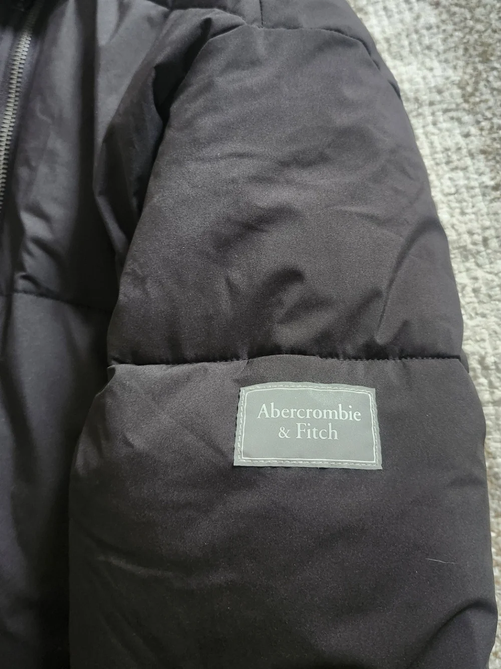 abercrombie kids Black Puffer Jacket with Faux Fur Hood